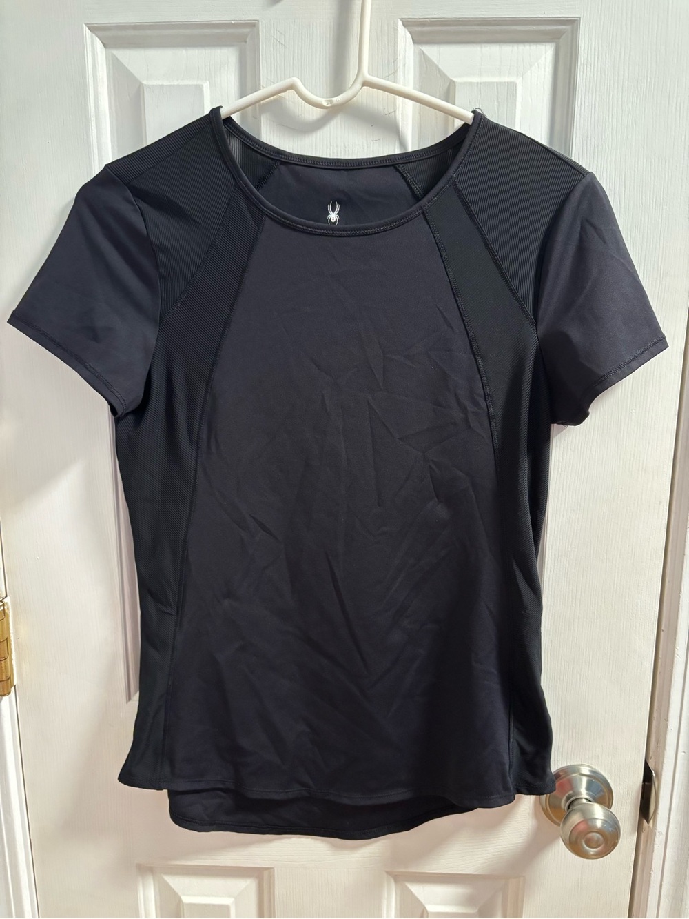 Spyder Black Short Sleeve Athletic Tee with Mesh Panels size S/P